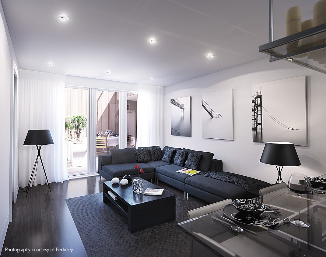 CGI of Townhouse Living Room at Blackheath Quarter, Kidbrooke Village